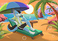 Commission, relaxing on the beach 🏖️
