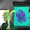 Un dibujo de uno de mis ocs , Nedry observando un ser extra&ntilde;o by jayritus
