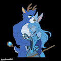Warmth in Blue Deer & Bunny Mage