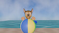 Chase is ready to play ball at the beach (Blender) by Mkgoro112