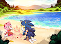 Family beach time by blueartsillustration
