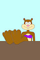 Sandy's feet on the table