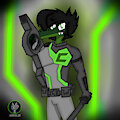 Un dibujo de uno de mis ocs , Chico cocodrilo equipado. by jayritus