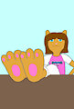 Ella's feet on the table