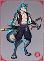 blue fire elemental wolf - Adoptable by ottobum