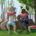 Summer Watermelon Break (Comission for Sebi and Shirra) by Tailel