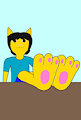 Richard's feet on the table