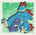 Croagunk and Feraligatr by DarlanSpace