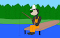 Lance Bear is Fishing in Mississippi River by sebashton