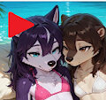 Coral and Jinx tropical island siesta by Frosty24