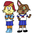 Sally And Bunnie In School Uniforms by jeremycrimson