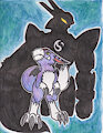 Mixed-Media Dorumon/Alphamon piece by ThreeSpiritsTrio