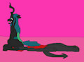 Queen Chrysalis sitting on Firetail face by FiretailDragon