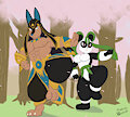 Anubis and Leafan by MochiOtter