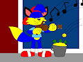 Alex the Fox Playing a Fiddle in the Street by FoxLover2002