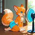 cooling down with a fan (AI) by PurpleTail1