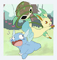 Leafeon and Wartortle by LKIWS