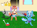 Backyard water fight by SkunkyGussy
