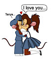 Fievel X Tanya - Hero's Kiss (school uniform) by MystKnight