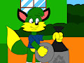 Sid the Fox are Picking Up a Bag of Rubbish and Put on a Trash Can
