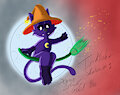 Witchy Kitty! Inktober Sketch #1 (Colored) by SomeStickyGoo