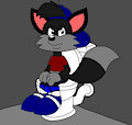 Dexter the Fox on the Toilet Poses