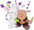 Gatomon hugs with Noodle by Consuelo95
