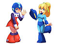 Megaman and Roll by imposterDude