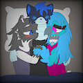 Cat, bird and ferret polyamory by CozyHug