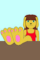 Natalie's feet on the table