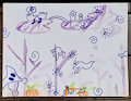 Ghost Foxes in Pumpkin Land (watercolours+alcohol marker)