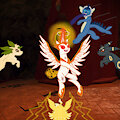 Daybreaker getting jumped by eeveelutions by XadaCZ