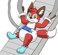 Foxy in the diaper change machine