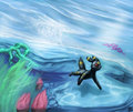 Swimming the Reef. - Commission