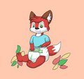 Foxy plays whit leaf