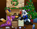 Xander and Pandr Christmas morning