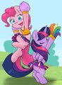 Twilight and Pinkie Cheerleaders by Ambris