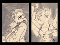 Rainbow Dash, Rarity Pen Ink Sketches
