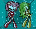Amy & Mona in Water Tank by DarkSonic250