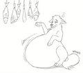 Feral Saspin finding out that excessive gorging is bad - art by BlondeVelvet by Feligris