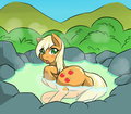 Applejack take bath by Sewlde