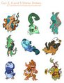Pokemon 2, 4 and 5 Starter Stickers by nikiera