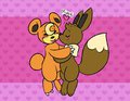 teddiursa and eevee smooch by pierogero