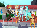 Dyson and friends at the pool