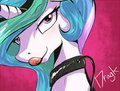 Celestia wearing a collar