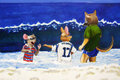 Father And 2 Sons At The Seaside