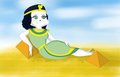 Giantess Cleocatra taking a sun bath by Tachi0nii