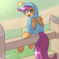 scooty in a hoodie