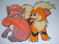 Vulpix and Growlithe by GothicKitty3