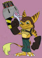 Ratchet the Lombax wields the Suck Cannon by Otakutsukonko